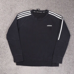 Womens Adidas Logo Medium Black Long Sleeve Pullover Fleece Lined Sweatshirt